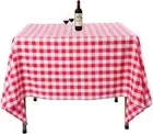 Square Tablecloth, 70 X 70 Inch, Red and White Checker Table Cloth for Square or