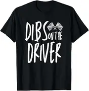 X.Style Racecar Auto Racing Checkered Flag Dibs On The Driver Racing ds1389 T-Shirt (M) Black
