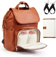 Solim Leather Diaper Bag Backpack,Unisex Baby Travel Bag with Changing Mat… C...