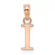 14K Rose Gold Polished Block Letter I Initial Pendant