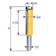 1pc 1/2 SH 2-1/2" Extra Long Flush Trim Top Bearings Router Bit S