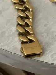 Miami Cuban Royal Link Plain Box Clasp Bracelet Real Stainless Steel