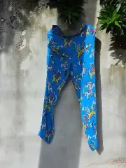 NWT ETRO Milano 100% Silk High Waisted Whimsical Print Dress Pants Blue Art 42