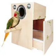 Parakeet Nesting Box Wooden Bird Breeding Nest Parrots Mating House Wood Bird...
