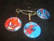 #3 Three The Amazing SPIDERMAN Zipper pulls Backpack, ID Luggage + Bead Chain .