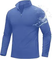 [MAGCOMSEN] Quarter Zip Pullover Men 1/4 Zip Golf Jacket Fleece Lined Water Resistant Sweatshirt 2 Zipper Pockets Winter