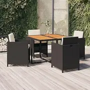 Patio Furniture Sets 5 Piece Garden Dining Set with Cushions Poly Rattan Black