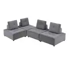Foret 4pc Armless Seat Modular Extension Lounge Couch Ottoman Sofa Light Grey