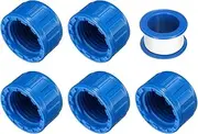 uxcell 5Pcs 1/2 Inch PT Female Thread PVC Pipe Fitting Cap, Cleanout Water Drain End Caps, Pipe Plug Socket Fittings with Tape for Water Heater Supply Lines, Plumbing, Blue