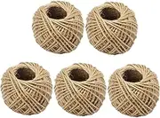 Gatuida 5Rolls Natural Jute Twine Rope for Tag String Crafting Wrapping and Decorations Thick Yards Each for Weddings Parties and DIY Projects