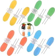 16 Pieces 8 Pairs Stainless Steel Double Corn Cob Clips Set BBQ Fork Fruit Skewers (Multi-Color) - Large Handle Silicone for Home Cooking Party Camping BBQ Party