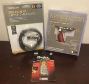 1 master lock & 2 laptop cable lock / notebook locks kensington targus defcon cl