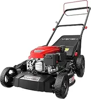 [AMERISUN] Gas-Powered Self-Propelled Lawn Mower, 170cc OHV Engine with Air Cooling, 21" Steel Deck, 3-in-1 Cutting System, 6-Level Height Adjustment, 1.4-Bushel Grass Catcher, Foldable Design