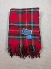 Pendleton Highland Motor Robe Wool Blanket 52x70 Red Plaid Fringe USA *Read*