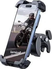Lamicall Motorcycle Phone Mount, Bike Phone Holder - Upgrade Quick Install Handlebar Clip for Bicycle Scooter, Mobile Clamp for iPhone 16/15/14 Pro Max, 13/12 Mini, Galaxy S10/ S9, 4.7-6.8" Smartphone