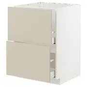 METOD / MAXIMERA base cab f sink+2 fronts/2 drawers, white/Havstorp beige, 60x60x80 cm