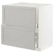 METOD / MAXIMERA base cab f sink+2 fronts/2 drawers, white/Lerhyttan light grey, 80x60x80 cm