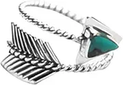 [Tckyi] Boho Vintage Arrow Ring with Turquoise Stone, Silver Tone, Adjustable, Stone, Turquoise
