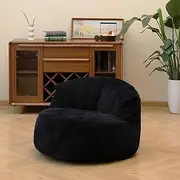 N&V Large Crescent Bean Bag Chair, Adult Size Bean Bag Sack, Foam Filling, Soft Premium Corduroy Bean Bag for Living Room Bedroom Dorm and Office (Black)
