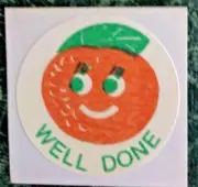 Vintage 70s CTP 1977 MATTE Scratch & Sniff ORANGE Scented Sticker WELL DONE Rare