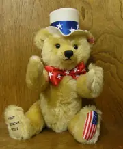 STEIFF #667183 FIRST AMERICAN TEDDY, Growler NEW/Box/Tag From Retail Store