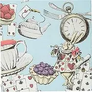 Talking Tables Alice in Wonderland Cocktail Napkins Supplies for Mad Hatter Party, Birthday, Afternoon Tea, Mother's Day, Baby Shower, Decoupage, BLUENAPKINS