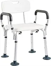 FFSPIIO Heavy Duty Shower Chair, for Disabled Seniors Adjustable Bath Stool Seat Handles with Backrest Bathtub Bench Shower Chair