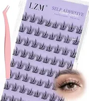 LZM QZD08 Self-Adhesive Eyelashes, C Curl, 8-11 mm, Self-Adhesive Eyelash Extensions Set with Tweezers, No Glue, Lash Extension Set