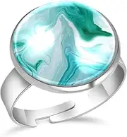 [FVQL] Ring for Women Girls, art abstract marble texture, 1.7cm/0.67inch, Glass, glass