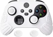 eXtremeRate PlayVital Guardian Edition White Ergonomic Soft Anti-Slip Controller Silicone Case Cover, Rubber Protector Skins with White Joystick Caps for Xbox Series S and Xbox Series X Controller