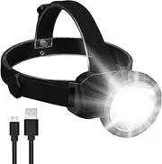 Rechargeable Headlamp, Portable 4 Modes Led Spotlight, Super Bright Adjustable 90 Degree Waterproof Head Lamp, Headlight for Adults Outdoor Camping Hunting Hiking, Running, Fishing