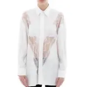 Celine White Lace Crochet Detail Shirt Viscose 38 Phoebe Philo Summer 2018