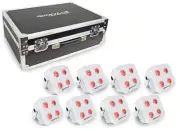 Rockville MINI IR4 CHARGE PACKAGE WHITE 8 DJ Par Wash Up Lights+Case+App Control