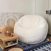 UYSOFRCV Bean Bag Chair Cover Faux Rabbit Sofa Lazy Sack Cover (No Filler) Comfortable and Fun Seating Isn't Just for Kids But Something Adults can Enjoy Too,White