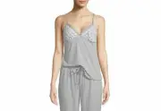 NWT! Catherine Malandrino Sz L Embroidered Mesh Camisole Cami Top Gray