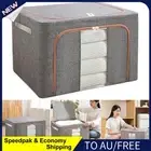 AU Foldable Clothes Storage Box Wardrobe Organizer Linen for Home Room (Grey 24L