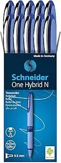 Schneider One Hybrid N Rollerball Pen, 0.3 mm Hybrid Needle Tip, Light Blue Barrel, Blue Ink, Box of 10 Pens (183403)