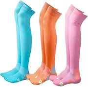 [Dress Cici] Thigh High Medium Compression Socks for Women, Stripes Compression Stocking for Sports Athletic (3 Pack)