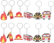 [Alasum] 12pcs Firefighter Party Favors Firefighter Key Ring Firefighter Keychain Bag Decor Birthday Firefighter Purse Charm Firefighter Hat Truck Fireman Filler Child Plastic Delicate