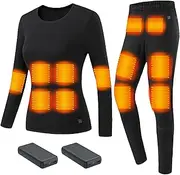 [IMYOGI] Cozy Heating Underwears Set, 28 Areas Battery Powered Men Women Heated Base Layer Shirt and Pant Thermal Long Johns Suit