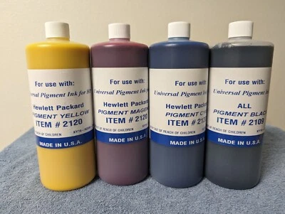 C-Y-M-K (4,000ML) HP PIGMENT BULK INK REFILL X476DW X551DW X576D / 970 XL 971 XL
