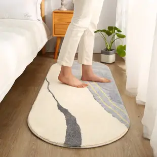 簡約現代仿羊絨床邊地毯臥室床邊毯床前床下長條地墊房間小地毯厚