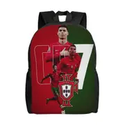 Cristiano Ronaldo No.7 Soccer Star Red Cross Town Backpack -School Boys Girls Kids Men Women Travel Trip Sport Work Bag with Water Bottle Pocket