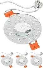 ledscom.de Set of 4 Bathroom Ceiling Mounting Frames ERID Wet Room IP44 Round Matte White with GU5.3 Socket