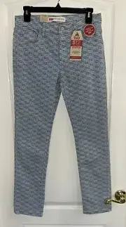 NWT Levis 512 Slim Taper Stretch Jeans Logo All Over Print Size 16 Reg 28 X 28