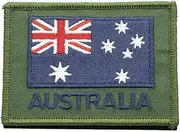 [Contact Gear Australia] Contact Gear ANF Australian National Flag Patch Embroidered with Blue Flag Design | Tactical Style Badge | Hook-and-Loop Backing | Long-Lasting Fabric | 75mm x 55mm Olive