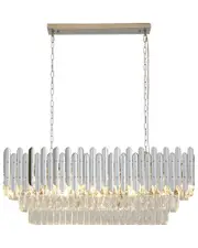Bethel International 12-Light Stainless Steel Chandelier with Crystal