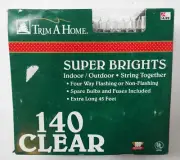 Trim A Home Kmart Christmas Lights Vtg Super Brights 140 Clear Indoor/Outdoor