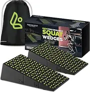 Squat Wedge Block Pair, Calf Stretcher Slant Board for Squats, Calf Raise Block, Anti-Slip Heel Elevated Squat Wedge, ATG Equipment, 17° Incline, 3.5x5.9x12.2, Backpack Included
