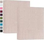 Mublalbum 2 Pack Small 5x7 Photo Album Linen Cover Mini Brag Book Each Holds 52 Vertical Pockets for Artwork Postcards or Picture Storage (Beige)